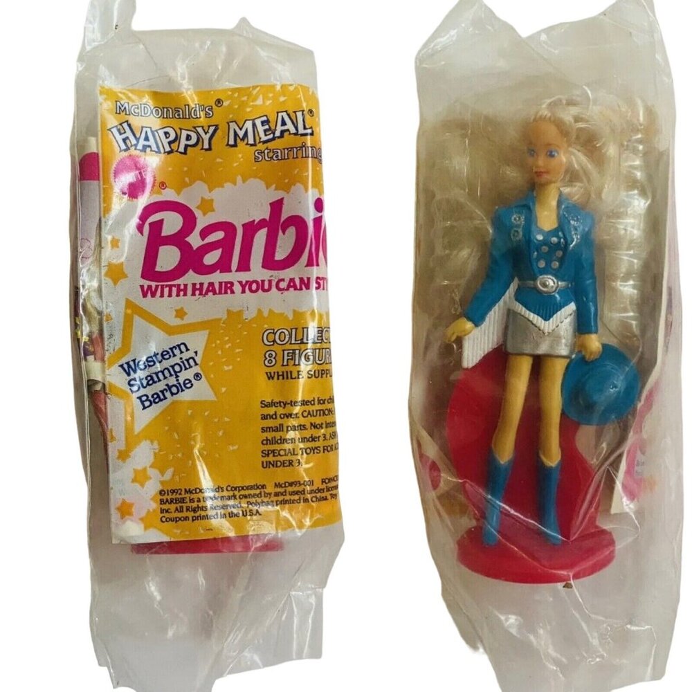 VTG 1992 Barbie McDonald’s Hair You Can Style Western Stampin’ Barbie Happy Meal